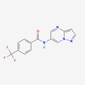 molecular formula C14H9F3N4O B2565214 N-(pyrazolo[1,5-a]pyrimidin-6-yl)-4-(trifluoromethyl)benzamide CAS No. 2034480-68-5