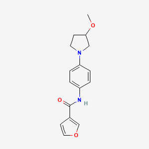 molecular formula C16H18N2O3 B2565215 N-(4-(3-methoxypyrrolidin-1-yl)phenyl)furan-3-carboxamide CAS No. 1797277-81-6