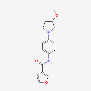 molecular formula C16H18N2O3 B2565215 N-(4-(3-甲氧基吡咯烷-1-基)苯基)呋喃-3-甲酰胺 CAS No. 1797277-81-6