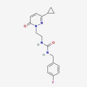 molecular formula C17H19FN4O2 B2565218 1-(2-(3-环丙基-6-氧代嘧啶并[1,6-H]-1(6H)-基)乙基)-3-(4-氟苄基)脲 CAS No. 2034387-16-9