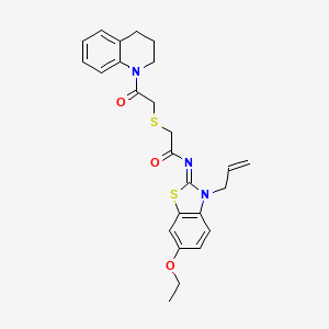 molecular formula C25H27N3O3S2 B2565220 （Z）-N-(3-烯丙基-6-乙氧基苯并[d]噻唑-2(3H)-亚甲基)-2-((2-(3,4-二氢喹啉-1(2H)-基)-2-氧代乙基)硫代)乙酰胺 CAS No. 851717-04-9