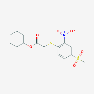 molecular formula C15H19NO6S2 B256523 Cyclohexyl 2-(4-methylsulfonyl-2-nitrophenyl)sulfanylacetate 