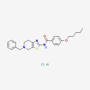 molecular formula C25H30ClN3O2S B2565236 N-(5-benzyl-4,5,6,7-tetrahydrothiazolo[5,4-c]pyridin-2-yl)-4-(pentyloxy)benzamide hydrochloride CAS No. 1184967-90-5
