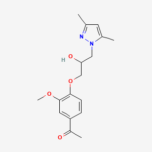 molecular formula C17H22N2O4 B2565239 1-Acetyl-4-[3-(3,5-dimethylpyrazolyl)-2-hydroxypropoxy]-3-methoxybenzene CAS No. 890643-78-4