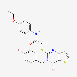 molecular formula C23H20FN3O3S2 B2565246 N-(4-ethoxyphenyl)-2-{[3-(4-fluorobenzyl)-4-oxo-3,4-dihydrothieno[3,2-d]pyrimidin-2-yl]sulfanyl}acetamide CAS No. 1252909-39-9