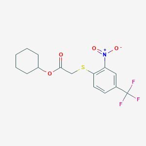 molecular formula C15H16F3NO4S B256525 Cyclohexyl {[2-nitro-4-(trifluoromethyl)phenyl]sulfanyl}acetate 