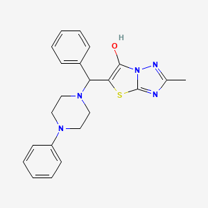 molecular formula C22H23N5OS B2565252 2-Methyl-5-(phenyl(4-phenylpiperazin-1-yl)methyl)thiazolo[3,2-b][1,2,4]triazol-6-ol CAS No. 851809-04-6