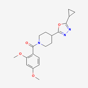 molecular formula C19H23N3O4 B2565271 (4-(5-Cyclopropyl-1,3,4-oxadiazol-2-yl)piperidin-1-yl)(2,4-dimethoxyphenyl)methanone CAS No. 1172710-29-0