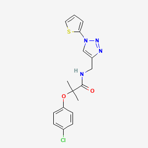 2-(4-chlorophenoxy)-2-methyl-N-((1-(thiophen-2-yl)-1H-1,2,3-triazol-4-yl)methyl)propanamide