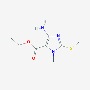 molecular formula C8H13N3O2S B2565287 Ethyl 4-amino-1-methyl-2-(methylthio)imidazole-5-carboxylate CAS No. 62382-55-2