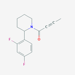 molecular formula C15H15F2NO B2565290 1-[2-(2,4-Difluorophenyl)piperidin-1-yl]but-2-yn-1-one CAS No. 2094236-31-2