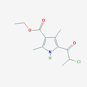 molecular formula C12H16ClNO3 B2565291 ethyl 5-(2-chloropropanoyl)-2,4-dimethyl-1H-pyrrole-3-carboxylate CAS No. 727704-69-0