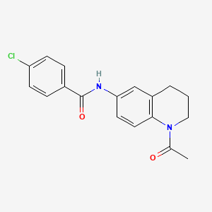 molecular formula C18H17ClN2O2 B2565292 N-(1-acetyl-3,4-dihydro-2H-quinolin-6-yl)-4-chlorobenzamide CAS No. 941960-19-6