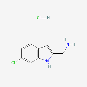 molecular formula C9H10Cl2N2 B2565294 (6-氯-1H-吲哚-2-基)甲胺盐酸盐 CAS No. 2230807-69-7