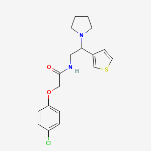 molecular formula C18H21ClN2O2S B2565300 2-(4-chlorophenoxy)-N-(2-(pyrrolidin-1-yl)-2-(thiophen-3-yl)ethyl)acetamide CAS No. 946327-42-0