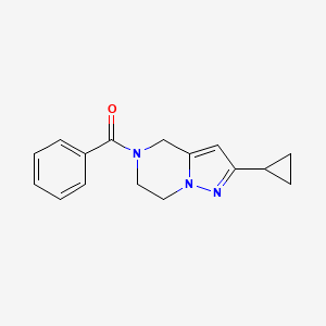 molecular formula C16H17N3O B2565310 (2-cyclopropyl-6,7-dihydropyrazolo[1,5-a]pyrazin-5(4H)-yl)(phenyl)methanone CAS No. 2034418-54-5