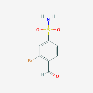 molecular formula C7H6BrNO3S B2565319 3-Bromo-4-formylbenzene-1-sulfonamide CAS No. 1289106-80-4