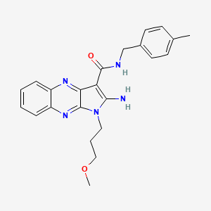 molecular formula C23H25N5O2 B2565326 2-amino-1-(3-methoxypropyl)-N-(4-methylbenzyl)-1H-pyrrolo[2,3-b]quinoxaline-3-carboxamide CAS No. 839699-40-0