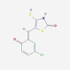 molecular formula C10H6ClNO2S2 B256533 5-[(E)-(3-chloro-6-oxocyclohexa-2,4-dien-1-ylidene)methyl]-4-sulfanyl-3H-1,3-thiazol-2-one 