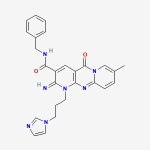 N-benzyl-7-[3-(1H-imidazol-1-yl)propyl]-6-imino-13-methyl-2-oxo-1,7,9-triazatricyclo[8.4.0.0^{3,8}]tetradeca-3(8),4,9,11,13-pentaene-5-carboxamide