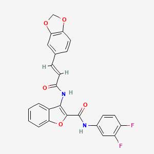 (E)-3-(3-(benzo[d][1,3]dioxol-5-yl)acrylamido)-N-(3,4-difluorophenyl)benzofuran-2-carboxamide