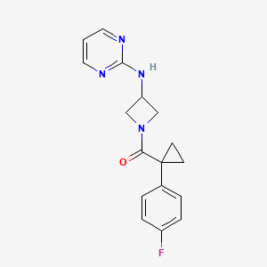 molecular formula C17H17FN4O B2565339 (1-(4-Fluorophenyl)cyclopropyl)(3-(pyrimidin-2-ylamino)azetidin-1-yl)methanone CAS No. 2034223-41-9