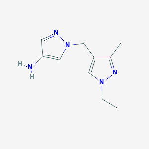 molecular formula C10H15N5 B2565349 1-((1-Ethyl-3-methyl-1H-pyrazol-4-yl)methyl)-1H-pyrazol-4-amine CAS No. 1001757-48-7