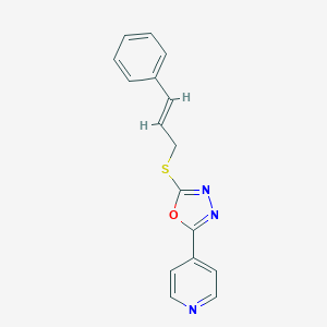 molecular formula C16H13N3OS B256535 4-[5-(3-Phenyl-allylsulfanyl)-[1,3,4]oxadiazol-2-yl]-pyridine 