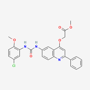 Methyl 2-((6-(3-(5-chloro-2-methoxyphenyl)ureido)-2-phenylquinolin-4-yl)oxy)acetate