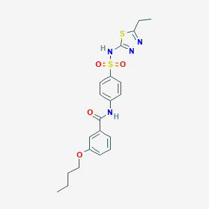 molecular formula C21H24N4O4S2 B256536 3-butoxy-N-(4-{[(5-ethyl-1,3,4-thiadiazol-2-yl)amino]sulfonyl}phenyl)benzamide 