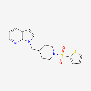 molecular formula C17H19N3O2S2 B2565364 1-((1-(thiophen-2-ylsulfonyl)piperidin-4-yl)methyl)-1H-pyrrolo[2,3-b]pyridine CAS No. 1421525-08-7