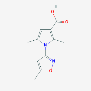 molecular formula C11H12N2O3 B2565368 2,5-dimethyl-1-(5-methyl-1,2-oxazol-3-yl)-1H-pyrrole-3-carboxylic acid CAS No. 855991-76-3