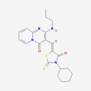 molecular formula C21H24N4O2S2 B256537 3-[(Z)-(3-cyclohexyl-4-oxo-2-thioxo-1,3-thiazolidin-5-ylidene)methyl]-2-(propylamino)-4H-pyrido[1,2-a]pyrimidin-4-one 