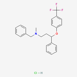 molecular formula C24H25ClF3NO B2565379 N-benzyl-N-methyl-3-phenyl-3-[4-(trifluoromethyl)phenoxy]propan-1-amine;hydrochloride CAS No. 660414-56-2