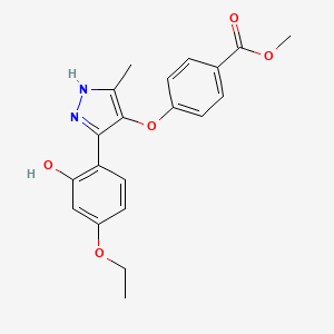 molecular formula C20H20N2O5 B2565382 methyl 4-{[5-(4-ethoxy-2-hydroxyphenyl)-3-methyl-1H-pyrazol-4-yl]oxy}benzoate CAS No. 1095752-27-4