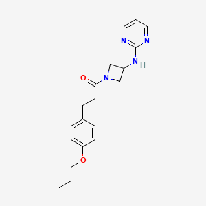 molecular formula C19H24N4O2 B2565385 3-(4-Propoxyphenyl)-1-(3-(pyrimidin-2-ylamino)azetidin-1-yl)propan-1-one CAS No. 2034605-90-6