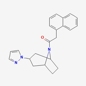 molecular formula C22H23N3O B2565386 1-((1R,5S)-3-(1H-pyrazol-1-yl)-8-azabicyclo[3.2.1]octan-8-yl)-2-(naphthalen-1-yl)ethan-1-one CAS No. 2309746-83-4