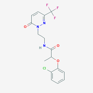 molecular formula C16H15ClF3N3O3 B2565388 2-(2-Chlorophenoxy)-N-[2-[6-oxo-3-(trifluoromethyl)pyridazin-1-yl]ethyl]propanamide CAS No. 2415623-85-5