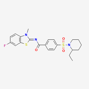 molecular formula C22H24FN3O3S2 B2565390 4-(2-乙基哌啶-1-基)磺酰基-N-(6-氟-3-甲基-1,3-苯并噻唑-2-亚基)苯甲酰胺 CAS No. 850910-11-1