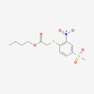 molecular formula C13H17NO6S2 B256540 Butyl {[2-nitro-4-(methylsulfonyl)phenyl]sulfanyl}acetate 