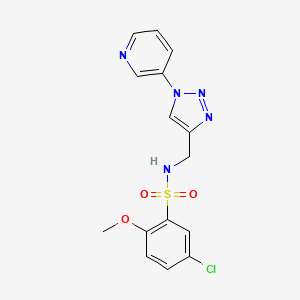molecular formula C15H14ClN5O3S B2565407 5-chloro-2-methoxy-N-((1-(pyridin-3-yl)-1H-1,2,3-triazol-4-yl)methyl)benzenesulfonamide CAS No. 2034584-13-7