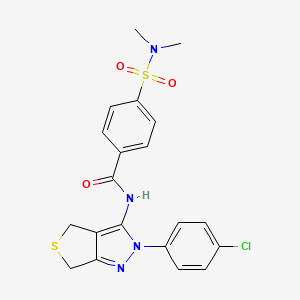 molecular formula C20H19ClN4O3S2 B2565412 N-(2-(4-氯苯基)-4,6-二氢-2H-噻吩并[3,4-c]吡唑-3-基)-4-(N,N-二甲基磺酰胺基)苯甲酰胺 CAS No. 361168-90-3