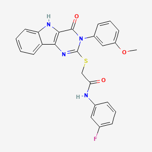 molecular formula C25H19FN4O3S B2565422 N-(3-fluorophenyl)-2-[[3-(3-methoxyphenyl)-4-oxo-5H-pyrimido[5,4-b]indol-2-yl]sulfanyl]acetamide CAS No. 536706-69-1