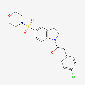 molecular formula C20H21ClN2O4S B2565425 2-(4-氯苯基)-1-(5-(吗啉磺酰基)吲哚-1-基)乙酮 CAS No. 919063-53-9