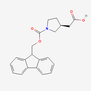 molecular formula C21H21NO4 B2565426 2-[(3S)-1-(9H-fluoren-9-ylmethoxycarbonyl)pyrrolidin-3-yl]acetic acid CAS No. 2137082-40-5