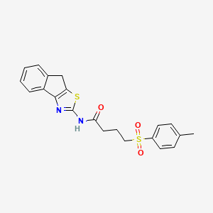 molecular formula C21H20N2O3S2 B2565432 N-(8H-indeno[1,2-d]thiazol-2-yl)-4-tosylbutanamide CAS No. 923088-80-6