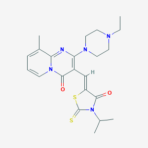 molecular formula C22H27N5O2S2 B256545 2-(4-ethyl-1-piperazinyl)-3-[(3-isopropyl-4-oxo-2-thioxo-1,3-thiazolidin-5-ylidene)methyl]-9-methyl-4H-pyrido[1,2-a]pyrimidin-4-one 
