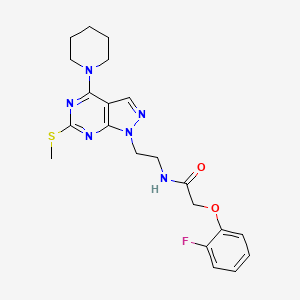 molecular formula C21H25FN6O2S B2565452 2-(2-fluorophenoxy)-N-(2-(6-(methylthio)-4-(piperidin-1-yl)-1H-pyrazolo[3,4-d]pyrimidin-1-yl)ethyl)acetamide CAS No. 941948-50-1