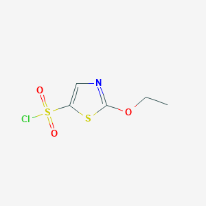 molecular formula C5H6ClNO3S2 B2565467 5-Thiazolesulfonyl chloride, 2-ethoxy- CAS No. 1432129-33-3