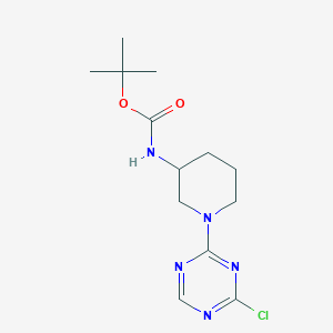 molecular formula C13H20ClN5O2 B2565468 Tert-butyl N-[1-(4-chloro-1,3,5-triazin-2-yl)piperidin-3-yl]carbamate CAS No. 2377033-08-2